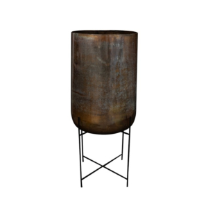 bruin blauw metalen pot op poten