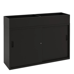 zwarte plantenbak met schuifdeurkast 120