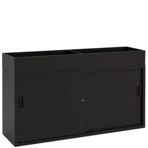 zwarte plantenbak met schuifdeurkast 160