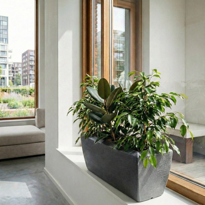 antraciet grijs plantenbak langwerpig Arc Granite Capi