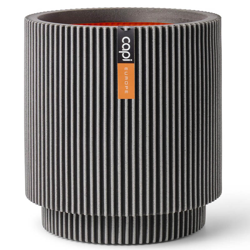 bloempot cilinder groove antraciet capi