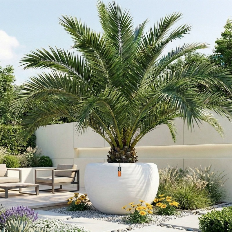 Capi grote bloempot wit Arc Granite