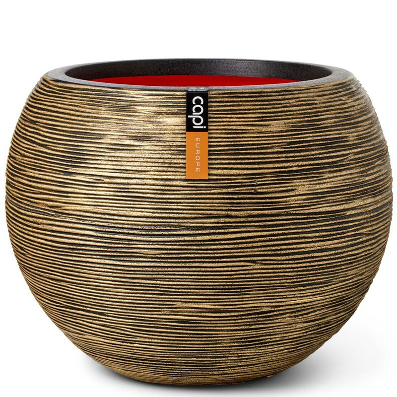 Capi rib bol goud zwart bloempot