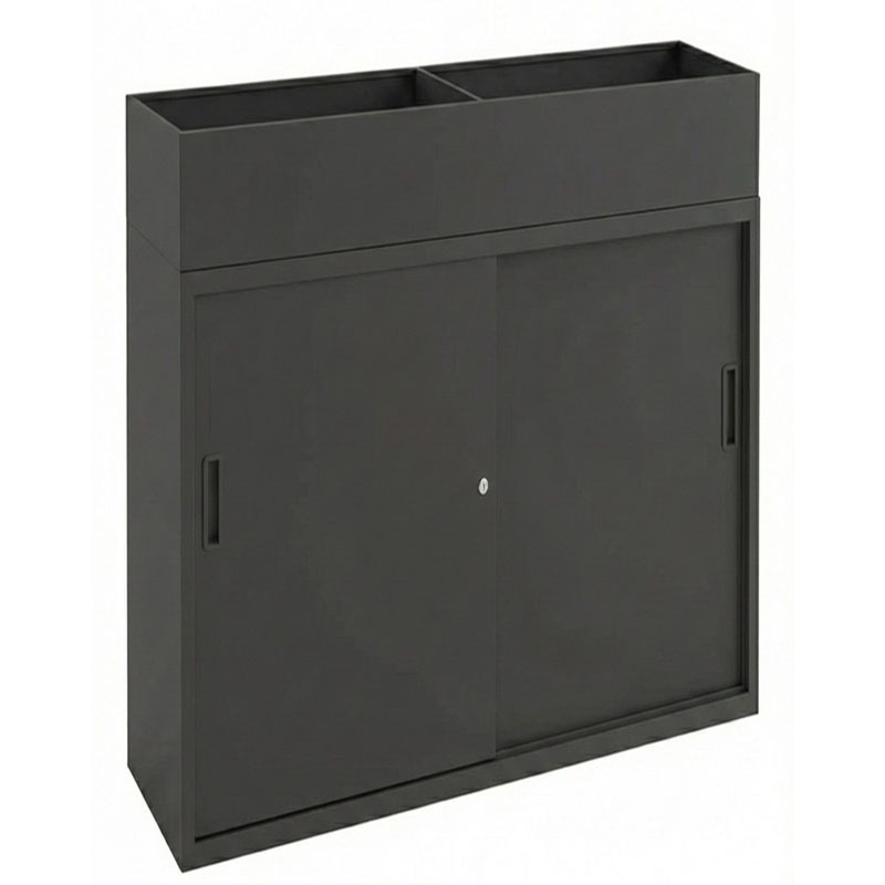 Donkergrijze schuifdeur kast met plantenbak