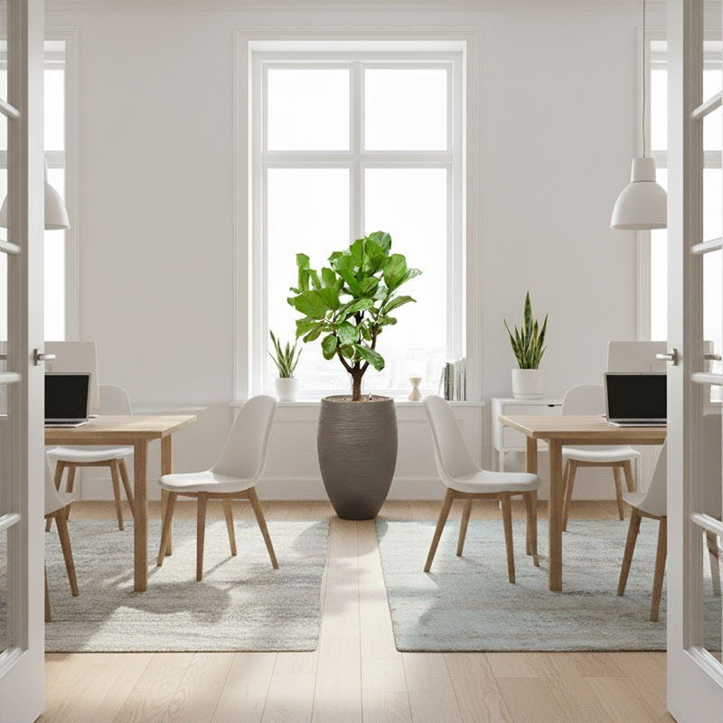 Ficus lyrata kantoor beige