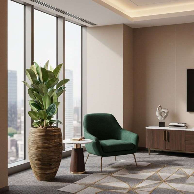 Ficus plant op kantoor goud