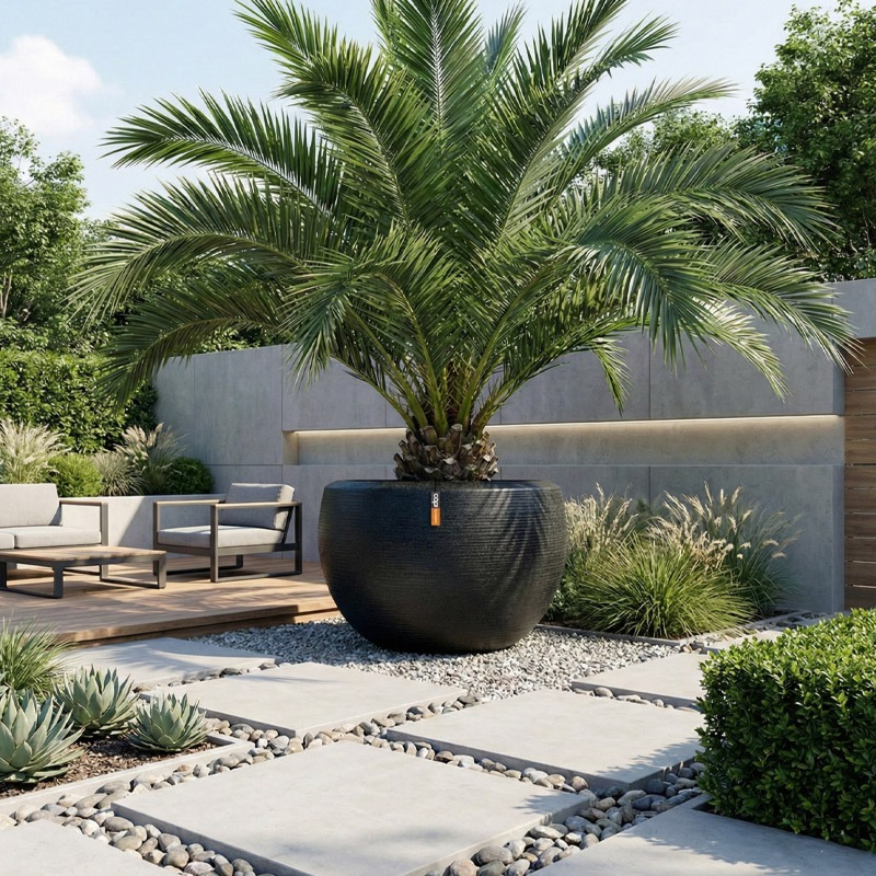 grote pot Capi Arc Granite zwart