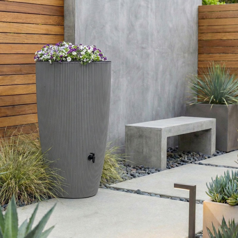 grote Regenton Groove grijs capi plantenbak