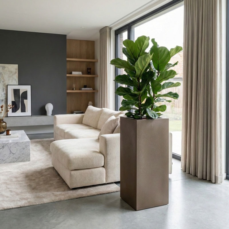 hoge plantenbak vierkant Smooth taupe Capi