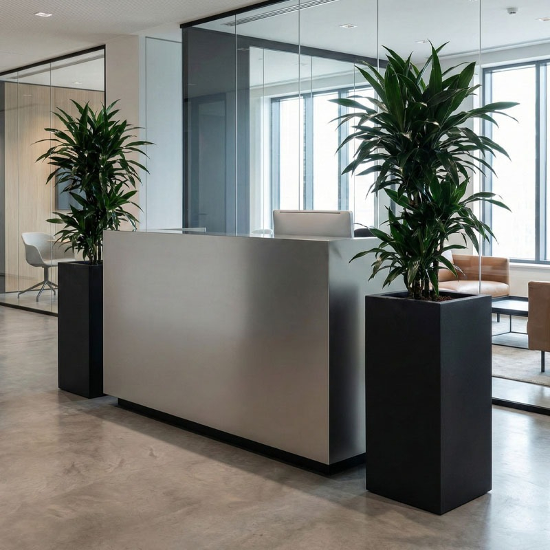 hoge rechthoek plantenbak Smooth Capi kantoorbeplanting