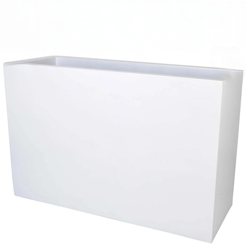 verrijdbare witte rechthoekige plantenbak