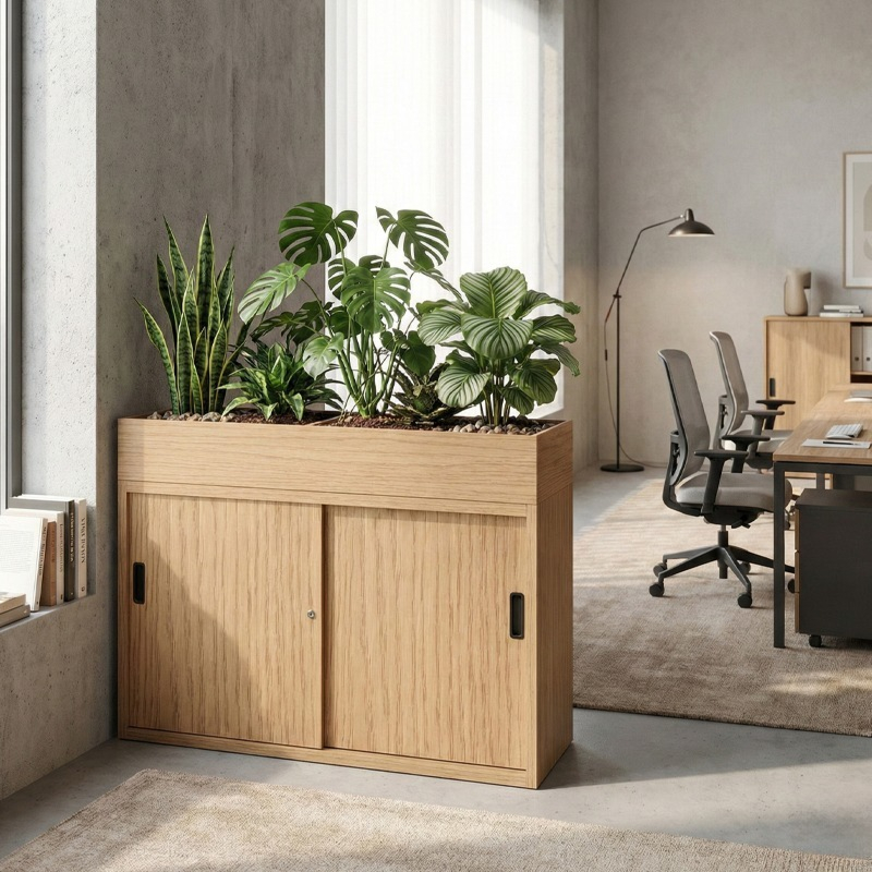 kantoorkast met planten