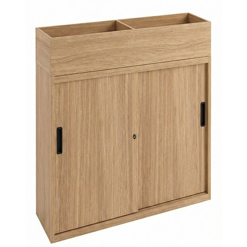 Plantenbak met schuifdeurkast bruin (amber eiken)