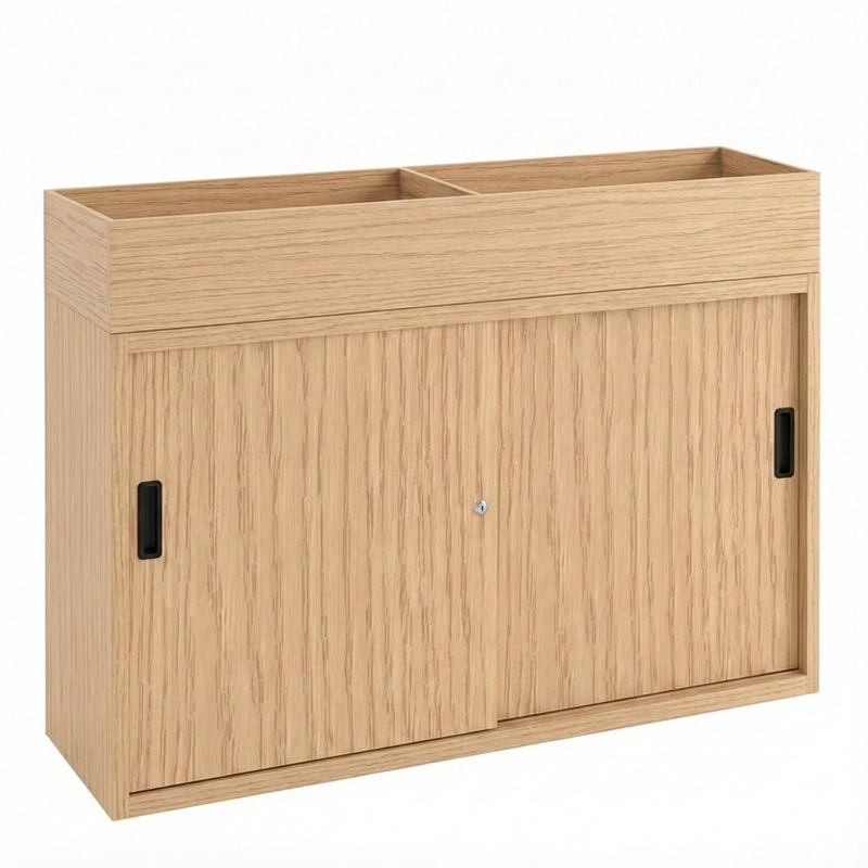 Plantenbak met schuifdeurkast bruin (licht eiken) 120