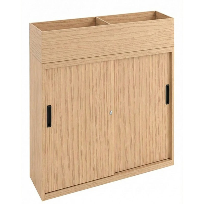 Plantenbak met schuifdeurkast bruin (licht eiken)