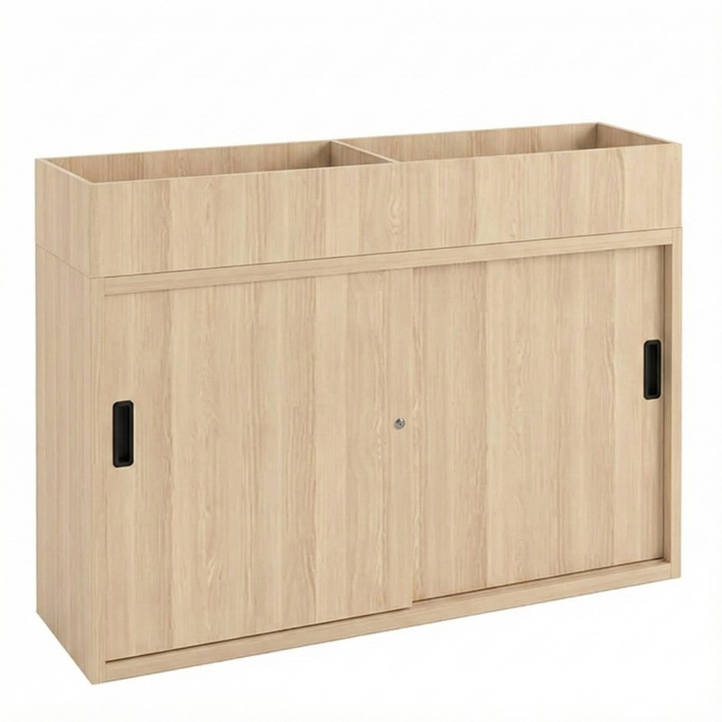 Plantenbak met schuifdeurkast bruin zand essen 120