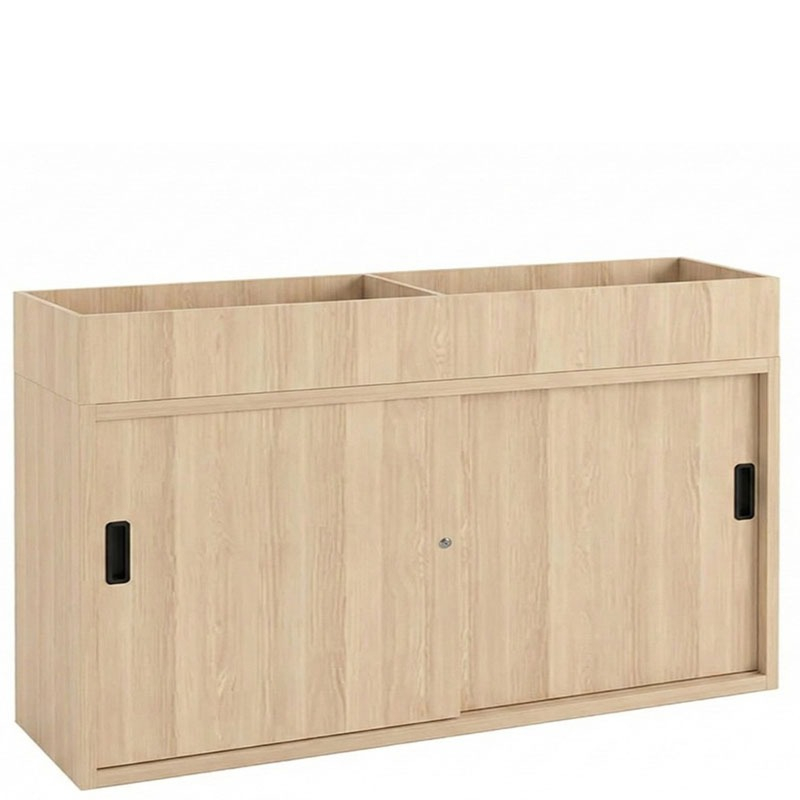 Plantenbak met schuifdeurkast bruin zand essen 160