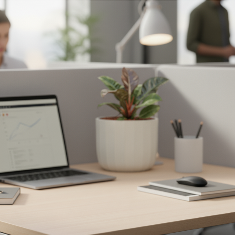 Philodendron op bureau