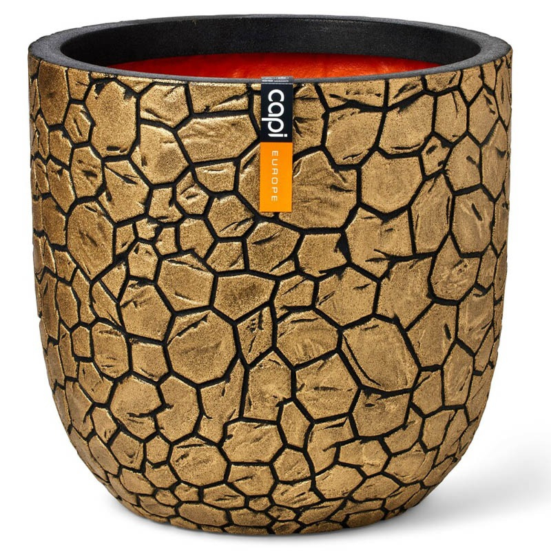 Pot bol Clay capi goud zwart bloempot