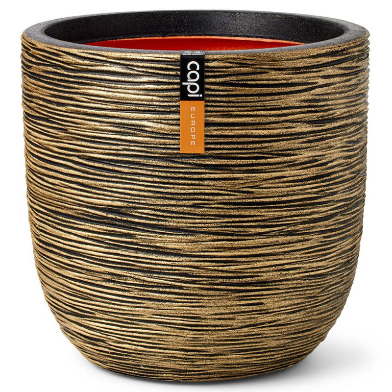 Pot bol Rib Capi bloempot goud zwart plantenbak