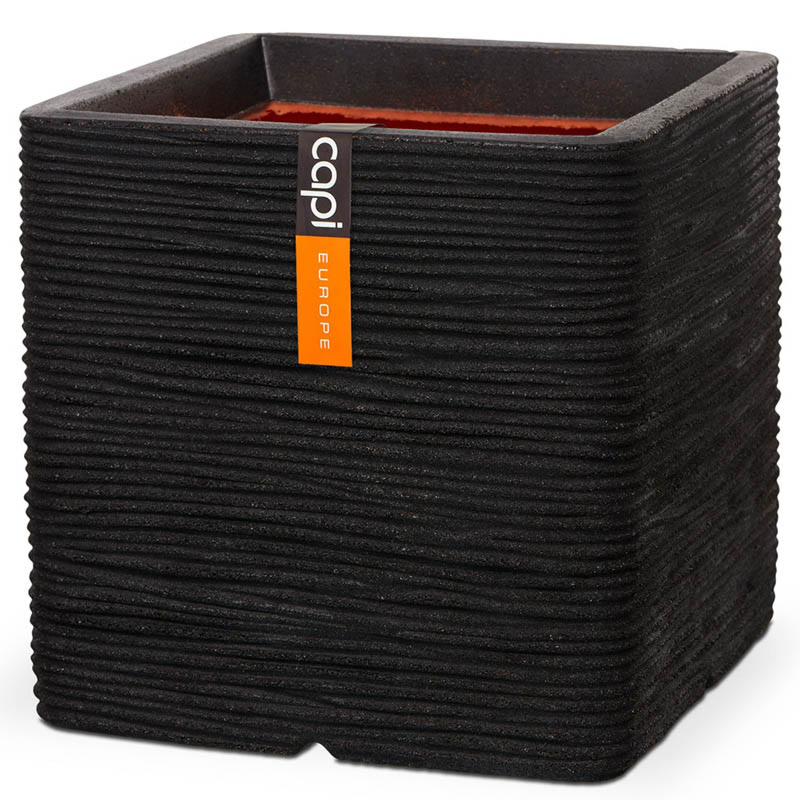 Pot vierkant Rib capi plantenbak zwart