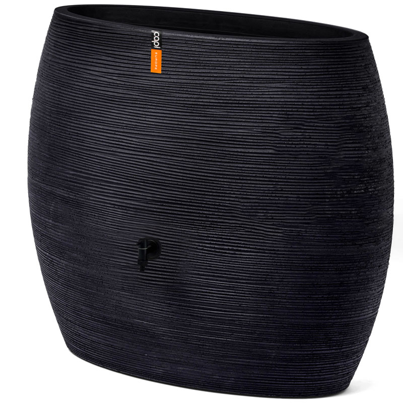Regenton Rib 250L ovaal zwart plantenbak capi