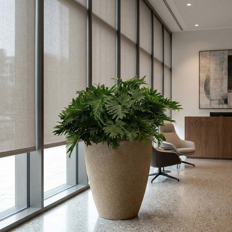 taupe bruin hoge pot kantoorbeplanting capi