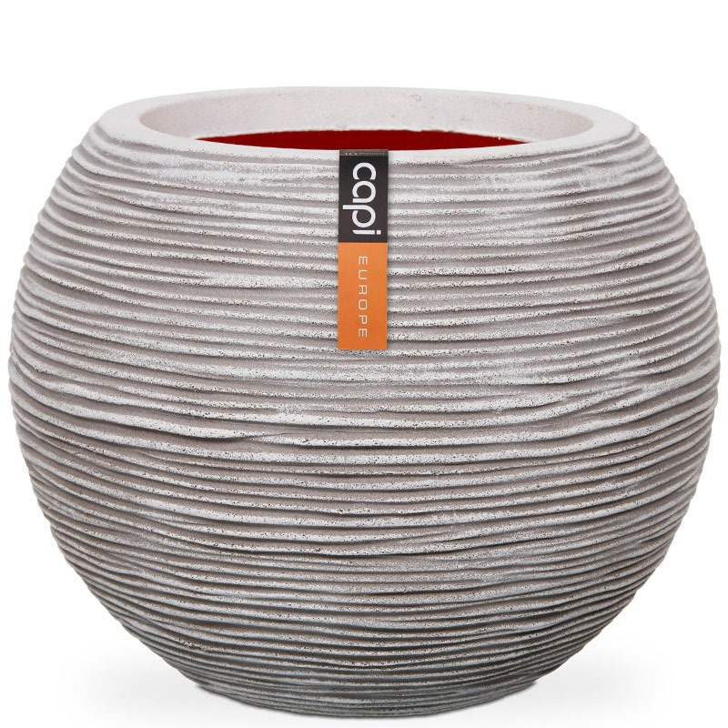 Vaas bol Rib witte bloempot capi