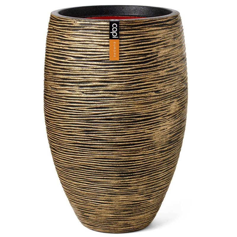 Vaas elegant deluxe Rib hoog goud bloempot capi