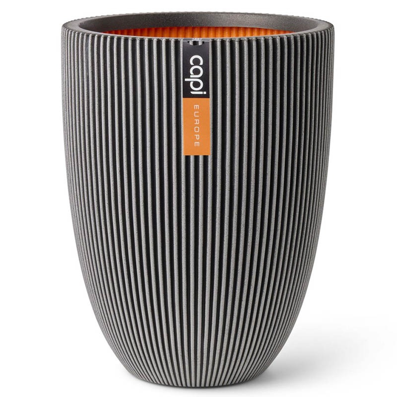 Vaas elegant laag Groove antraciet capi