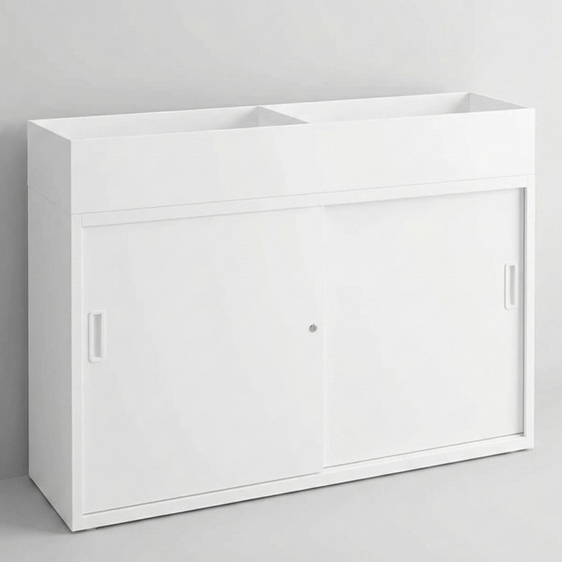 witte kantoorkast met plantenbak 120