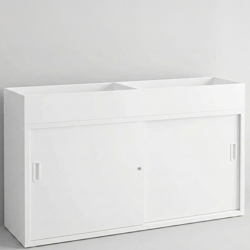 witte kantoorkast met plantenbak 160