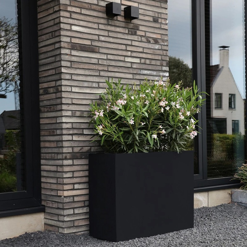 zwarte verrijdbare plantenbak voor kantoor