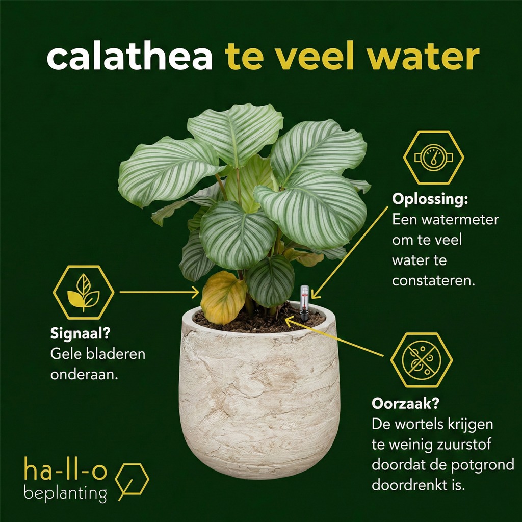 Calathea krijgt teveel water Calathea krijgt teveel water
