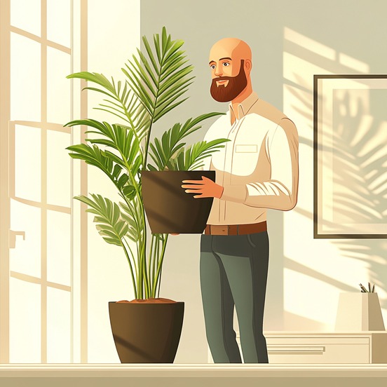 Animatie van man met Vissenstaartpalm. Animatie van man met Vissenstaartpalm.