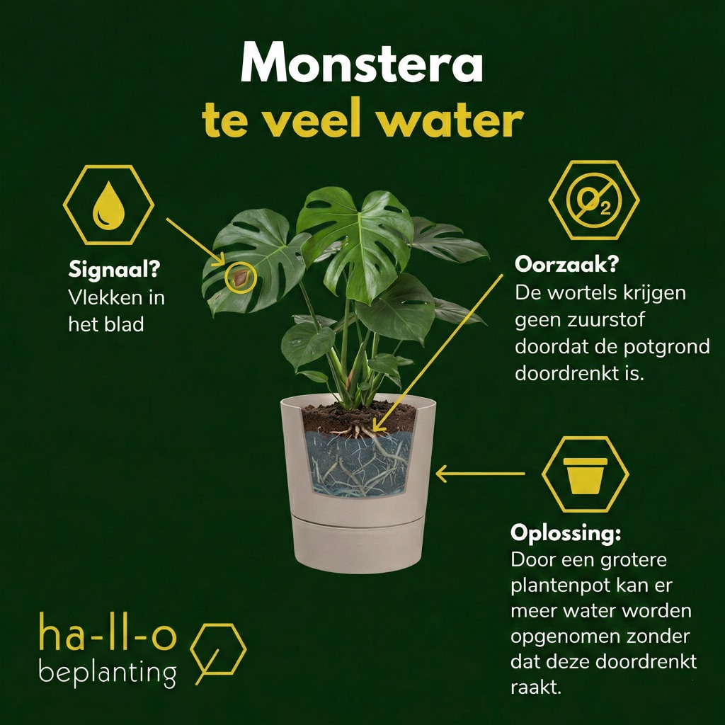 Monstera krijgt teveel water