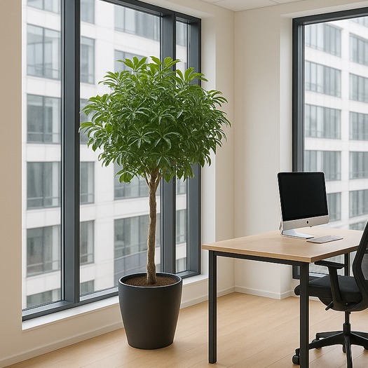 schefflera op stam voor het raam schefflera op stam voor het raam
